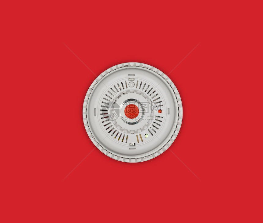 红色背景按钮的烟雾警报图片