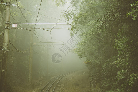 巴西里约热内卢科瓦多雾中空森林铁路图片