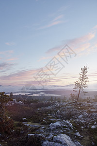 芬兰拉普兰萨基通图里风景区的日落图片