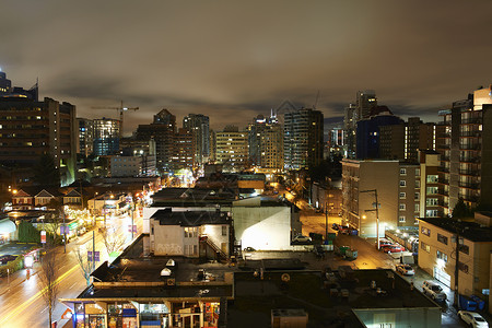 加拿大温哥华夜市风光照亮图片