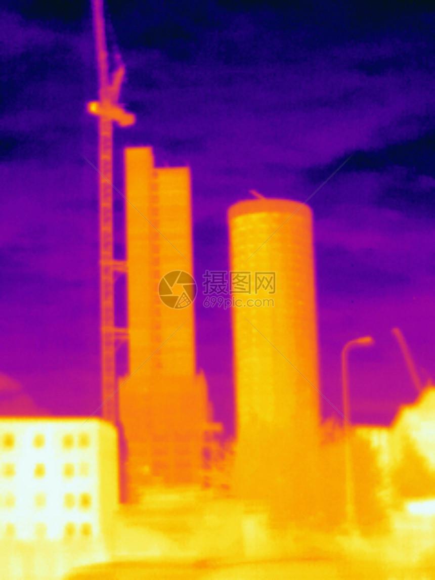 摩天大楼和建筑起重机的热像联合王国伦敦图片