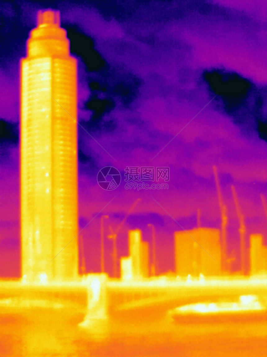 摩天大楼和兰贝斯桥的热像联合王国伦敦图片