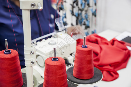裁缝场的工作纺织品高清图片素材