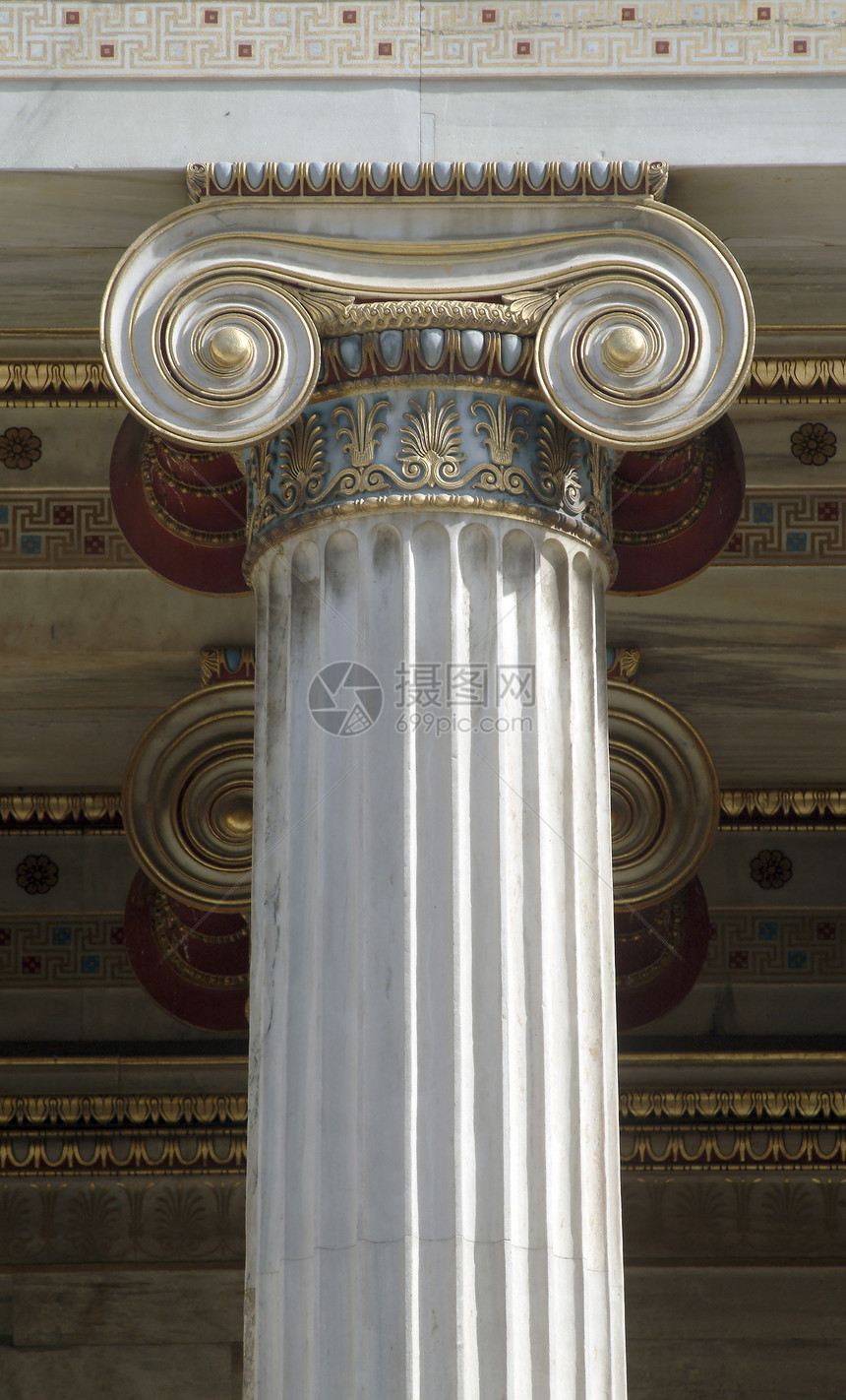 希腊雅典学院石块支柱图片