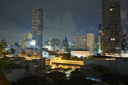 远瞩泰国曼谷城市夜景背景