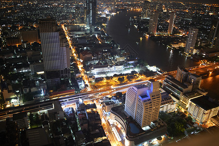 泰国曼谷摩天大楼夜间航拍景色图片
