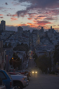 日落时的城市风景美国加利福尼亚州旧金山图片