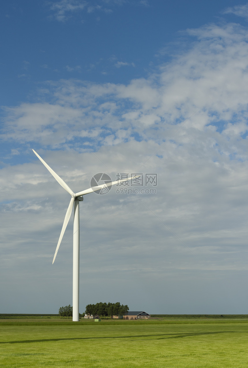 荷兰的农田风力涡轮机图片