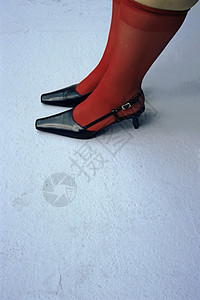 红丝袜和黑鞋脚图片