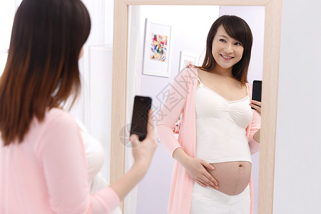镜子背影新生活网络社交孕妇照镜子背景