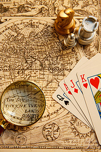 探险游戏选择对焦影棚拍摄纸牌航海象棋背景