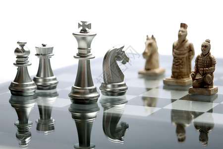 寓意中欧在国际象棋下的对弈图片