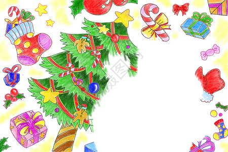 卡通艺术树圣诞插画背景