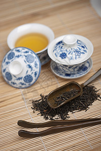 古代帘子中式茶具背景