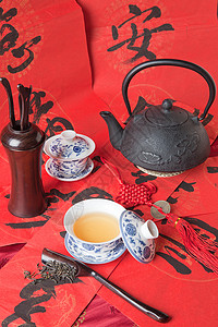 中式茶具装饰中式静物茶具背景