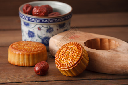 秋天的文字中秋节各个口味的美味月饼背景