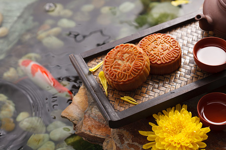 中国古典花卉传统古典月饼静物背景