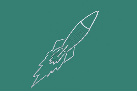 卡通手绘火箭火箭黑板画背景