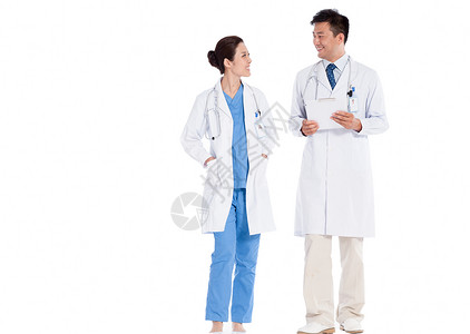 两个医生交谈背景图片