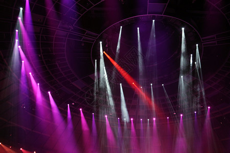 紫色娱乐建筑都市风光剧院内舞台与灯光图片