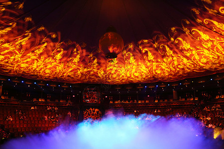 火焰色的素材剧院内舞台与灯光背景