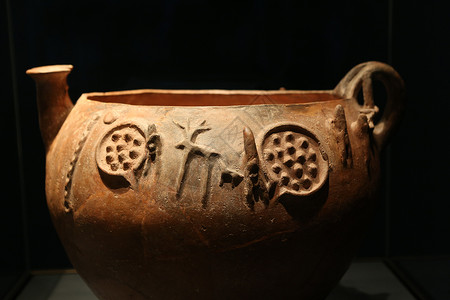 展示器博物馆里的陶器背景
