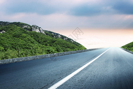 合成树素材植物道路沥青山路背景