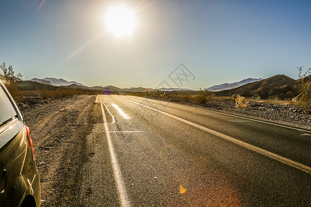 太阳眩光自然美大盆地沙漠彩色图片汽车广告背景图背景