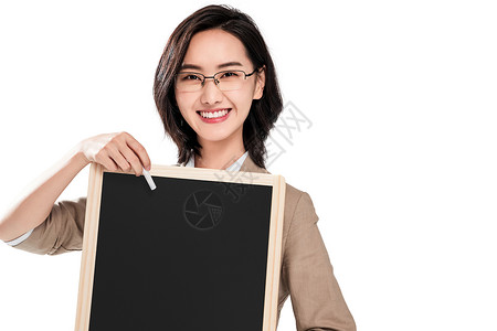 专业热情责任青年女教师拿着黑板图片