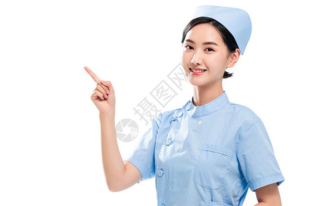 贡献满意护士帽青年女护士肖像图片