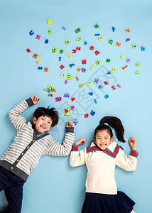 61儿童节纯英文海报快乐儿童学习数字字母背景