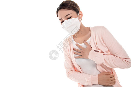 白色污染生病的青年女人戴口罩背景