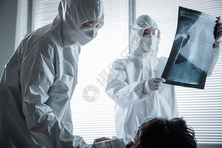肺部研究医务工作者和患者在病房背景