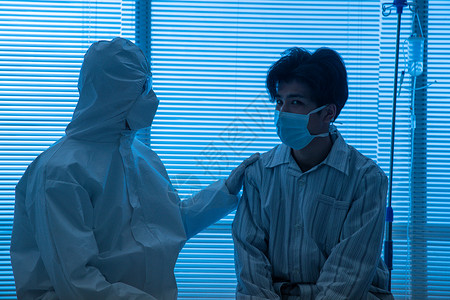 2019新型冠状病新型冠状医生和患者在病房里背景