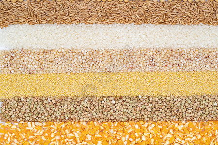 红燕麦五谷杂粮条形平铺对比展示图背景