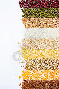 红燕麦五谷杂粮组合平铺背景