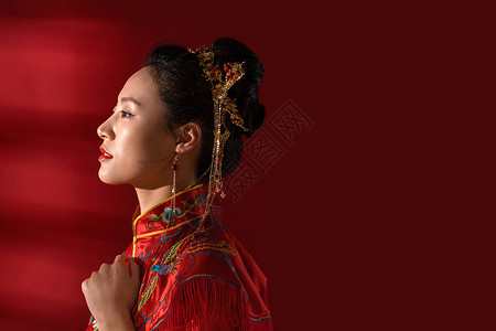 美丽人生毛笔字漂亮的中式新娘背景