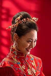 刺绣人漂亮的中式新娘背景