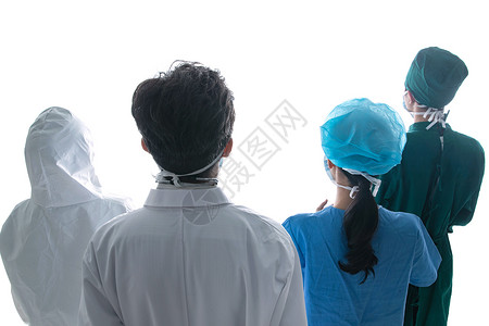 手术服背影防疫医务工作者团队背影背景