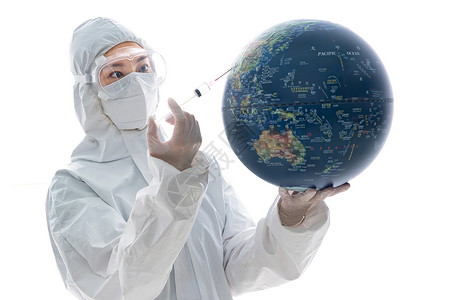 地球服务素材医疗女护士拿着注射器和地球背景
