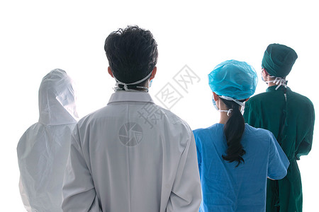 隔衣治疗预防新型冠状医务工作者团队背影背景