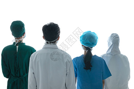 隔衣治疗疫情医务工作者团队背影背景