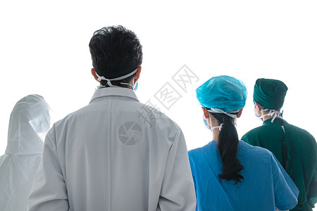 手术服背影青年医务工作者团队背影背景