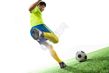 运动服男男足球运动员踢球背景