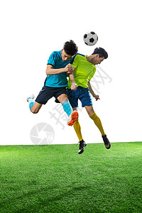 体育场馆训练竞技运动两名足球运动员踢球高清图片