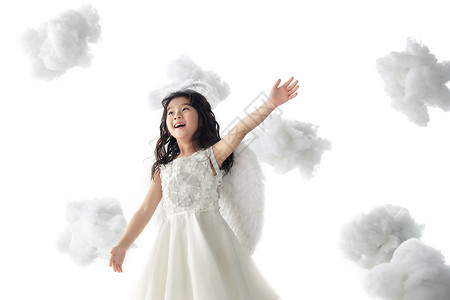 仙女棉花漂亮的快乐的小天使玩耍图片