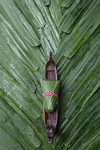 植被树叶元素端午节亚洲饮食文化龙舟和粽子背景
