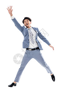 彩色图片衬衫领带青年人兴奋跳跃的商务男士图片