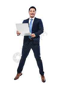 有趣卫浴男职业有趣的互联网拿着笔记本电脑兴奋的商务男士背景