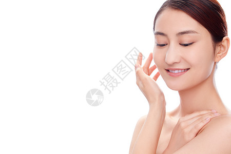 个人护理干净脸青年女人妆面肖像高清图片